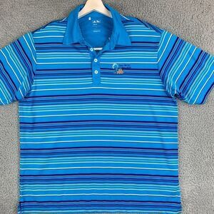Adidas Shirt‎ Mens Large Blue Stripe Golf Climalite Polo Golfer Tokyo Japan